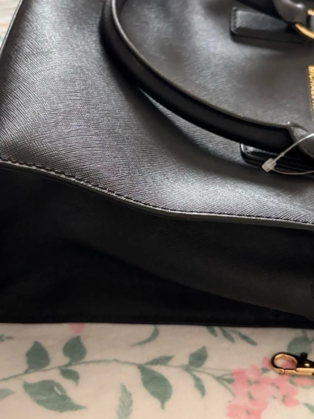 Michael Kors Black Saffiano Satchel with Gold Hardware